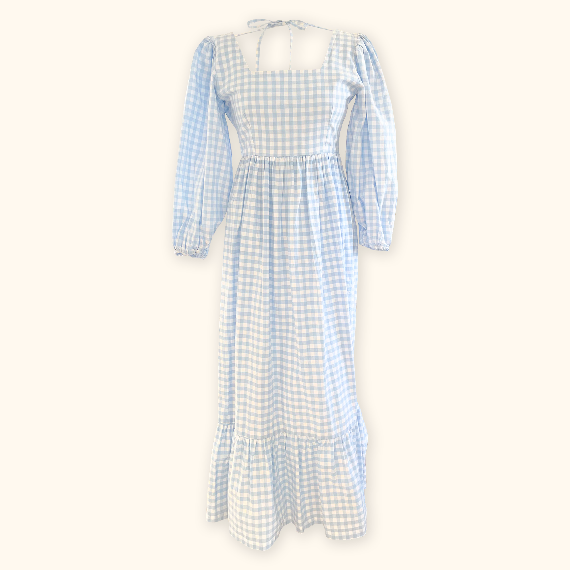 Molby The Label Blue Gingham Midi Dress - Size 8 -  - Dresses