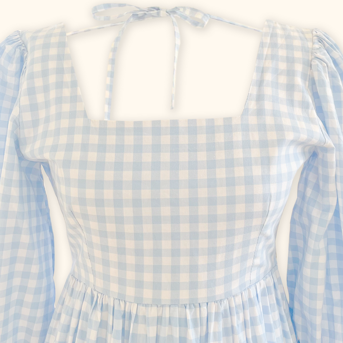 Molby The Label Blue Gingham Midi Dress - Size 8 -  - Dresses