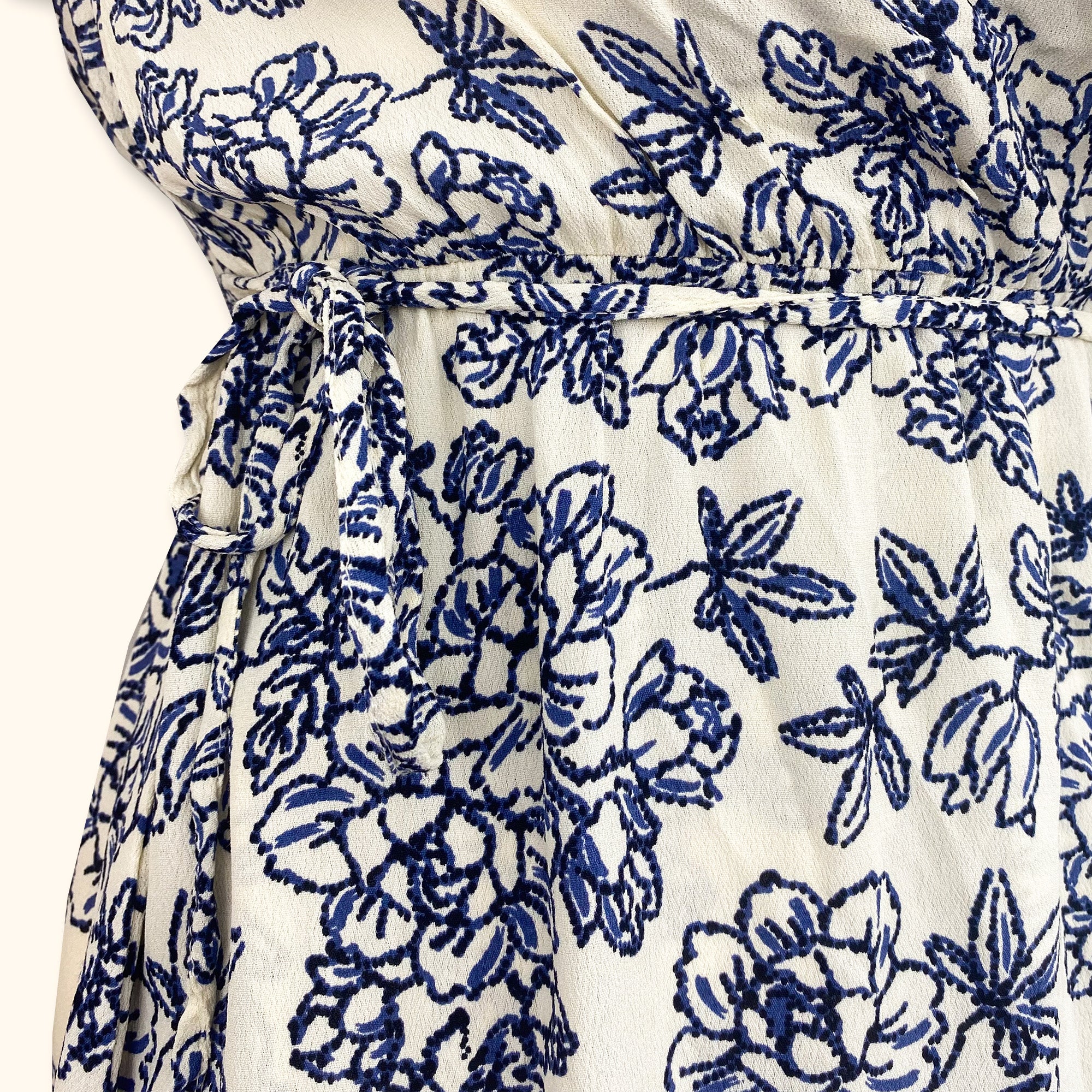 Topshop Blue Floral Wrap Midi Dress - Size XS -  - Dresses