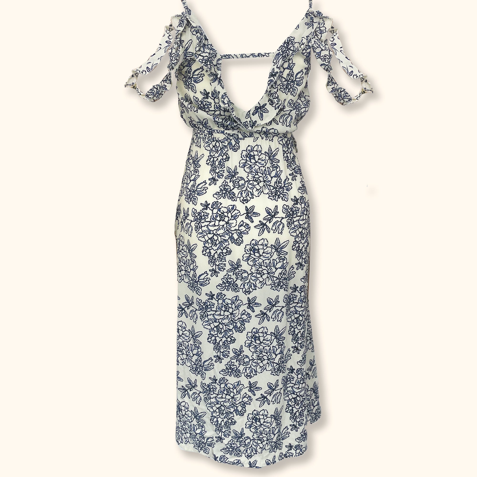 Topshop Blue Floral Wrap Midi Dress - Size XS -  - Dresses