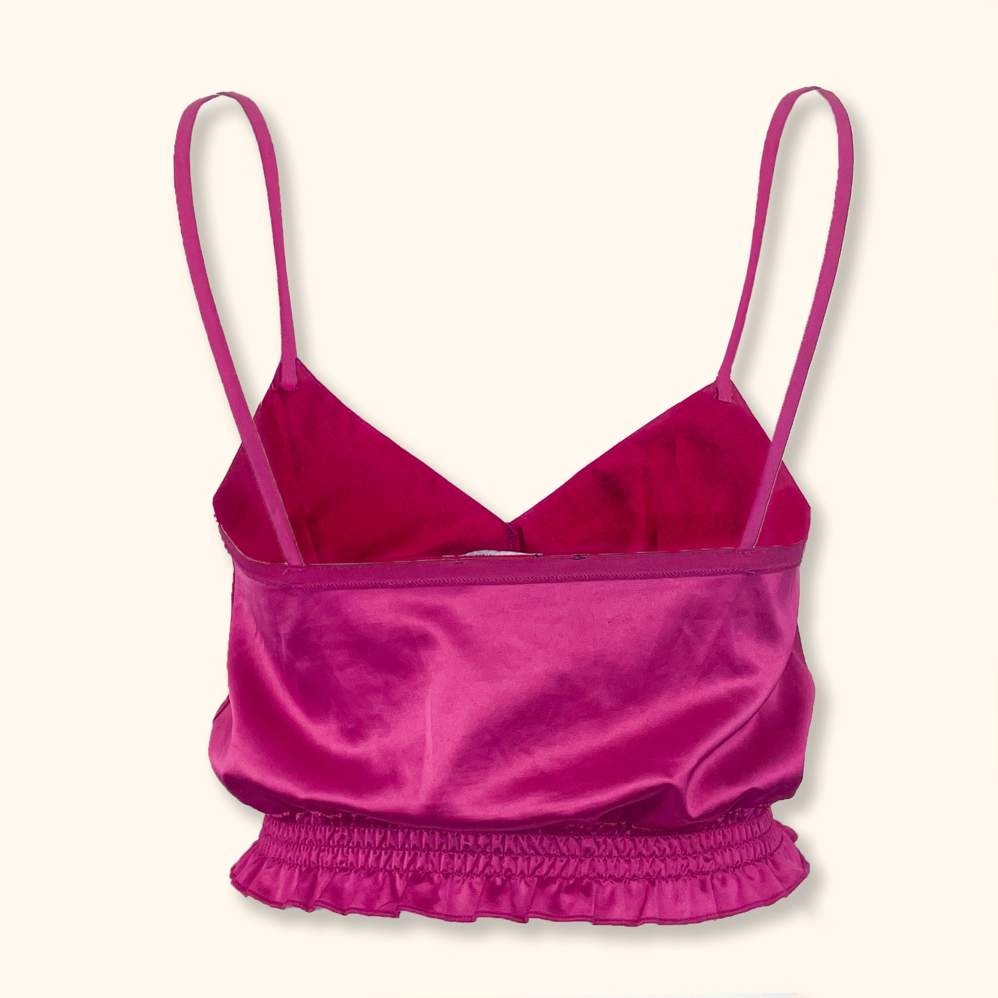 Zara Pink Satin Ruffle Crop Top - Size Small -  - Tops & Shirts