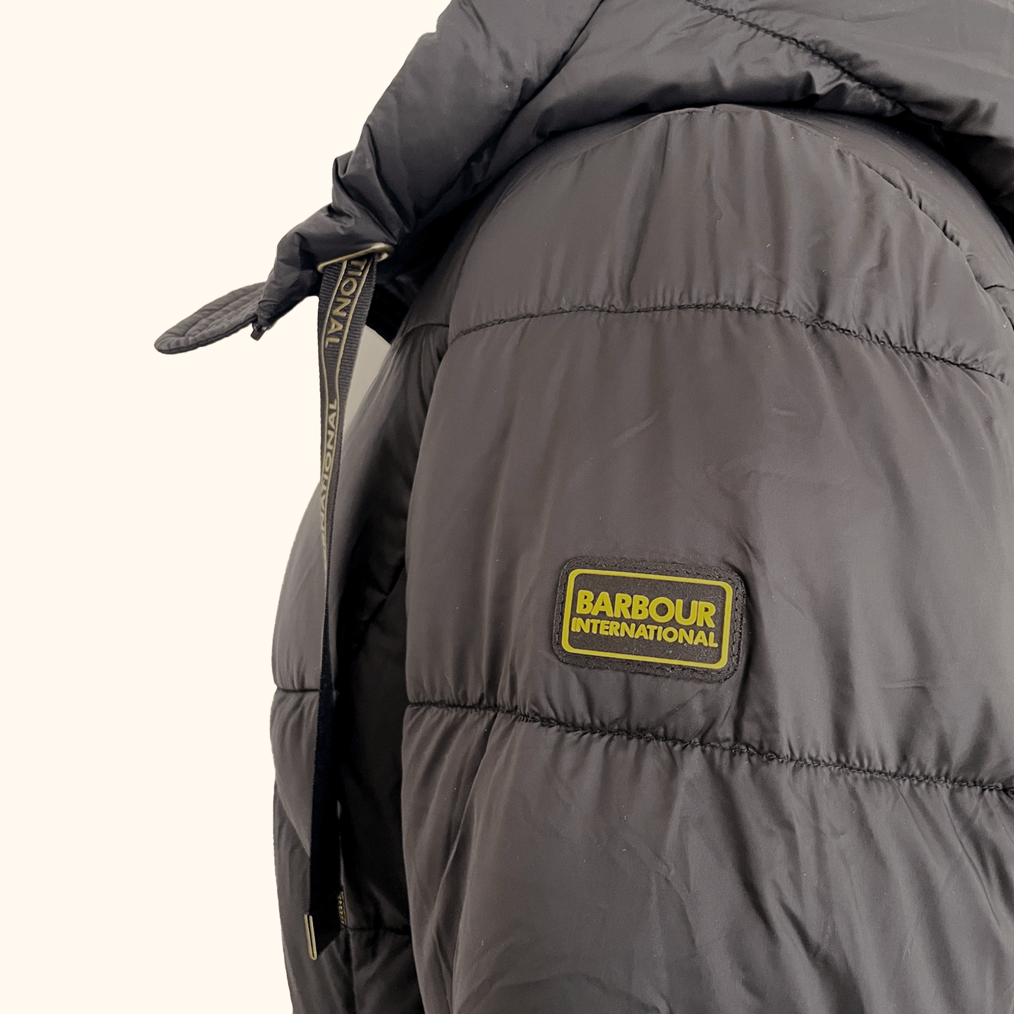 Barbour Black Down Padded Puffer Coat with Hood - Size 12 Barbour