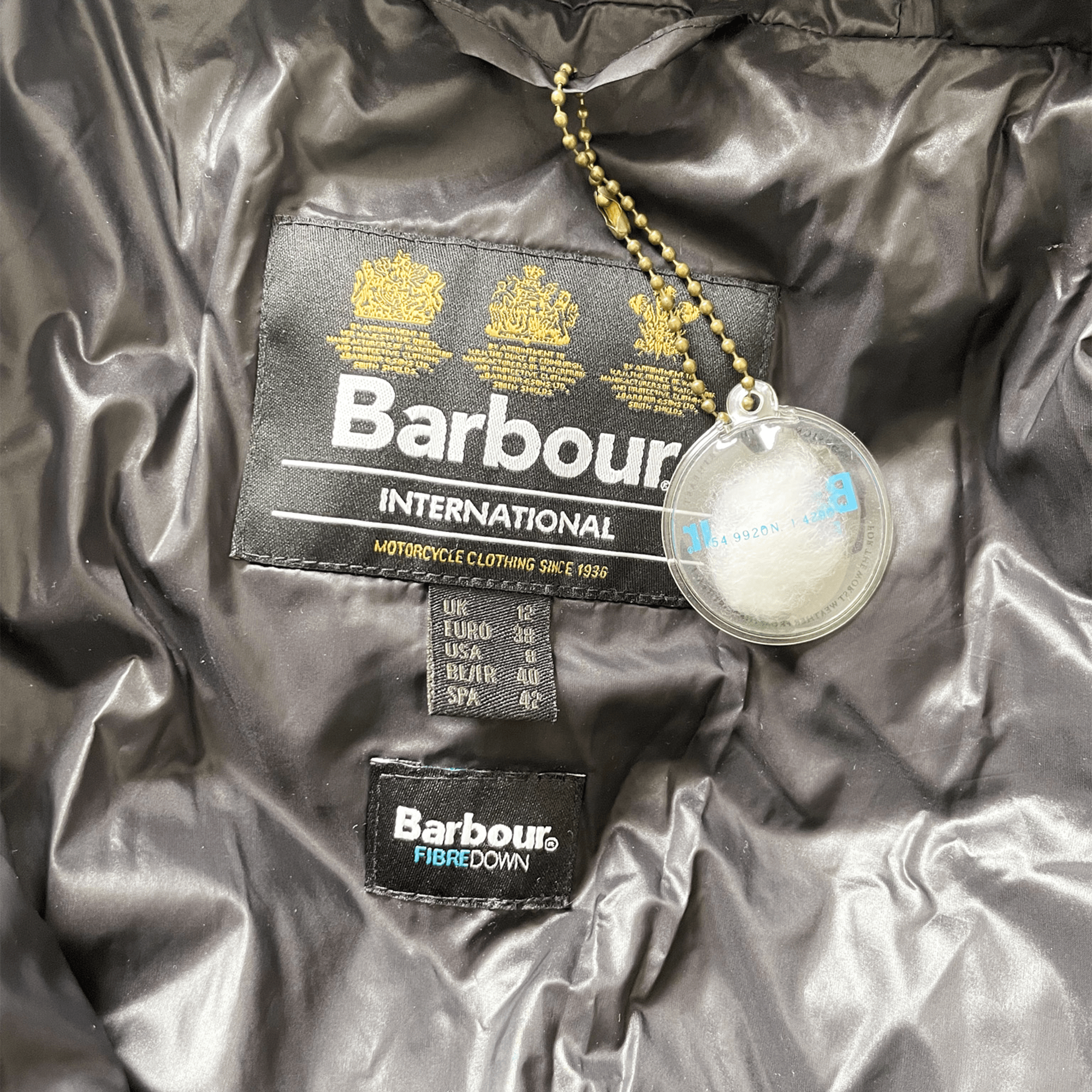 Barbour Black Down Padded Puffer Coat with Hood - Size 12 Barbour