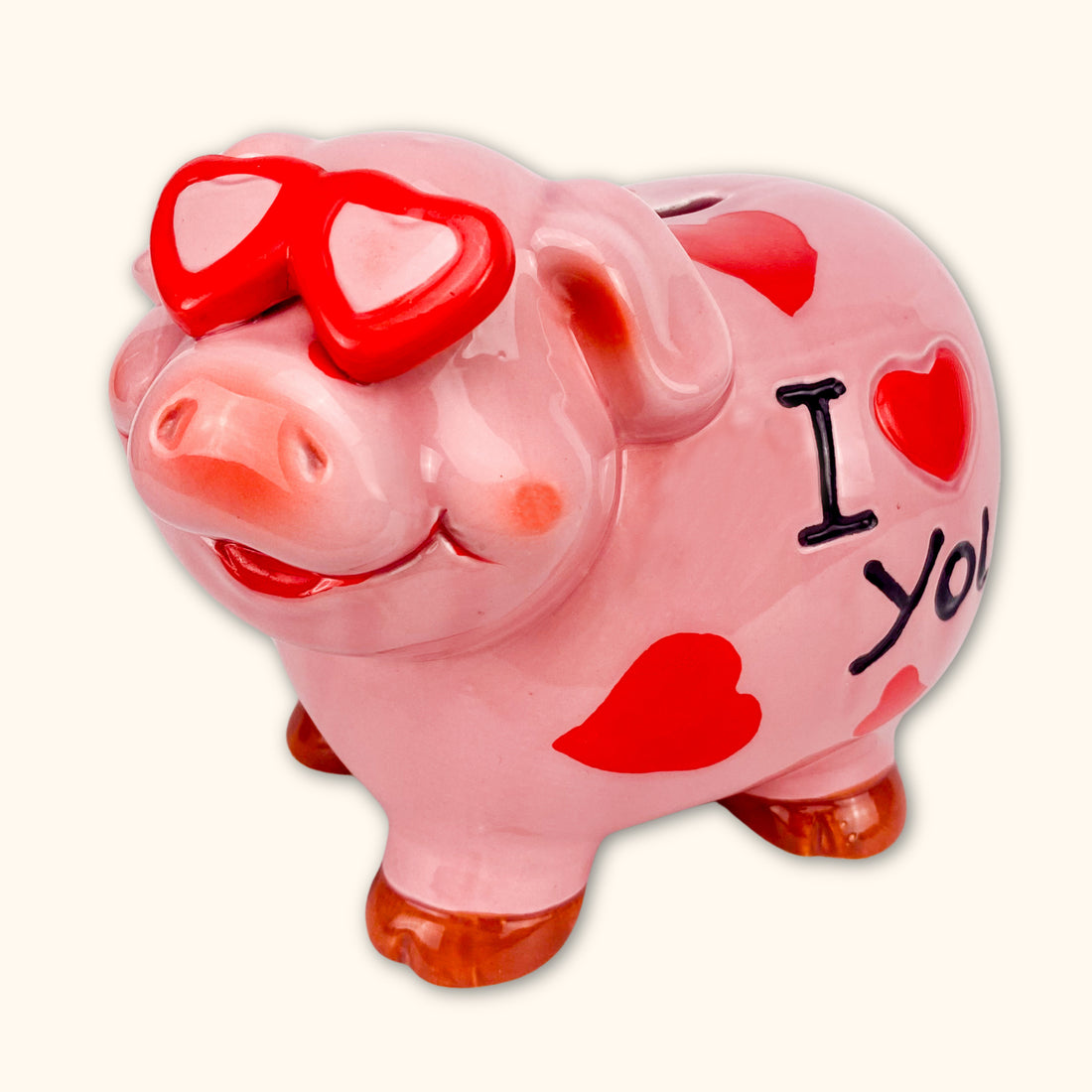 Ceramic "I love you" Pink Pig Piggy Bank -  - Home Decor