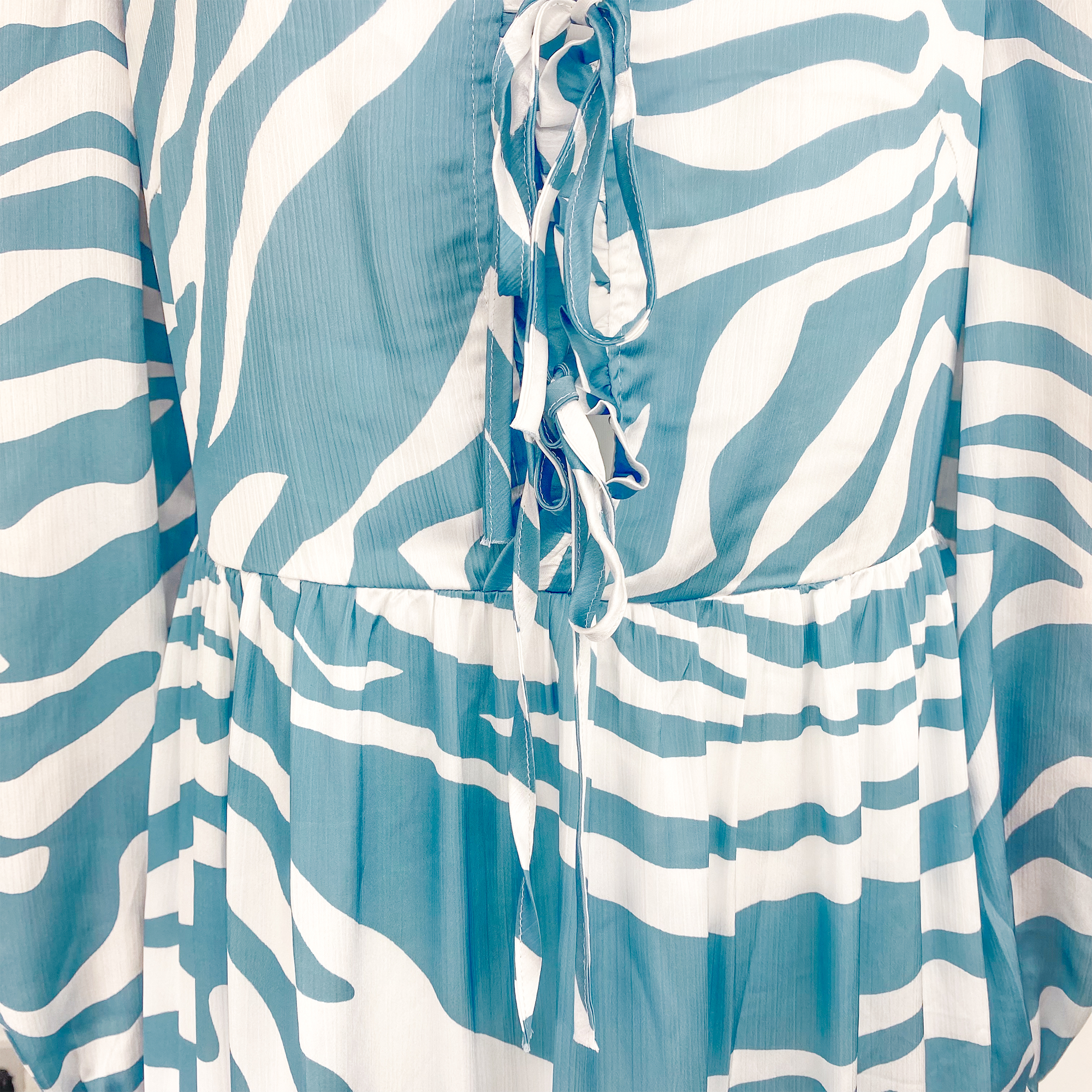 Never Fully Dressed Cool Blue Zebra Midi Dress - Size 16 -  - Dresses