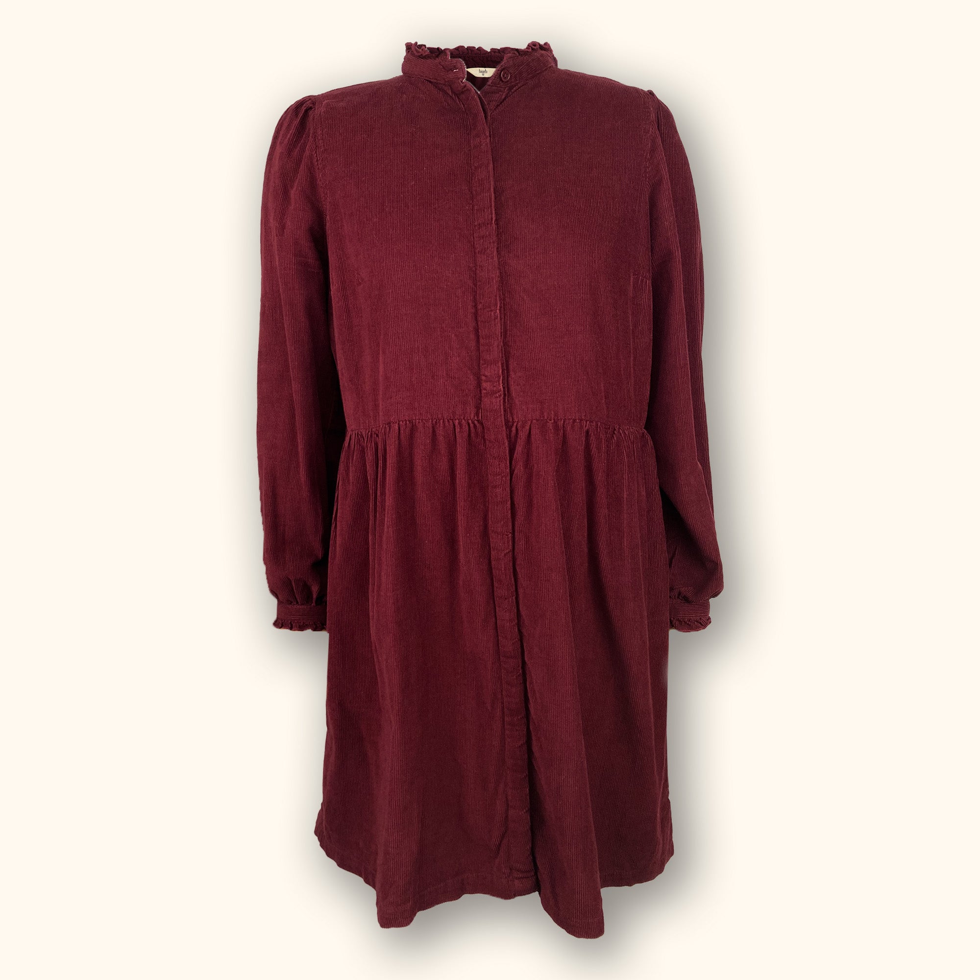 Hush Long Sleeve Corduroy Burgundy Dress - Size 12 - - Dresses