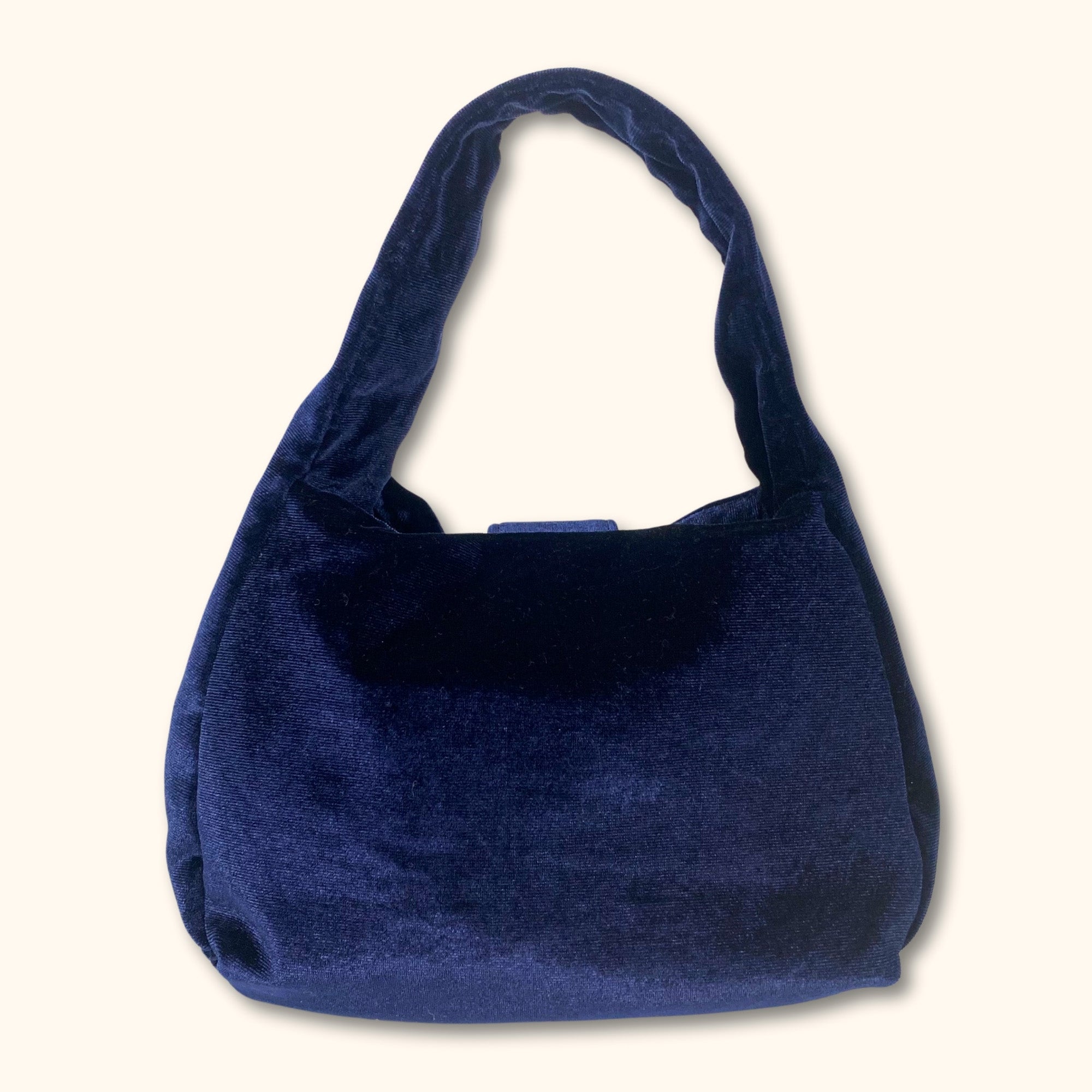 M&S Navy Blue Velvet Bucket Bag - - Bags