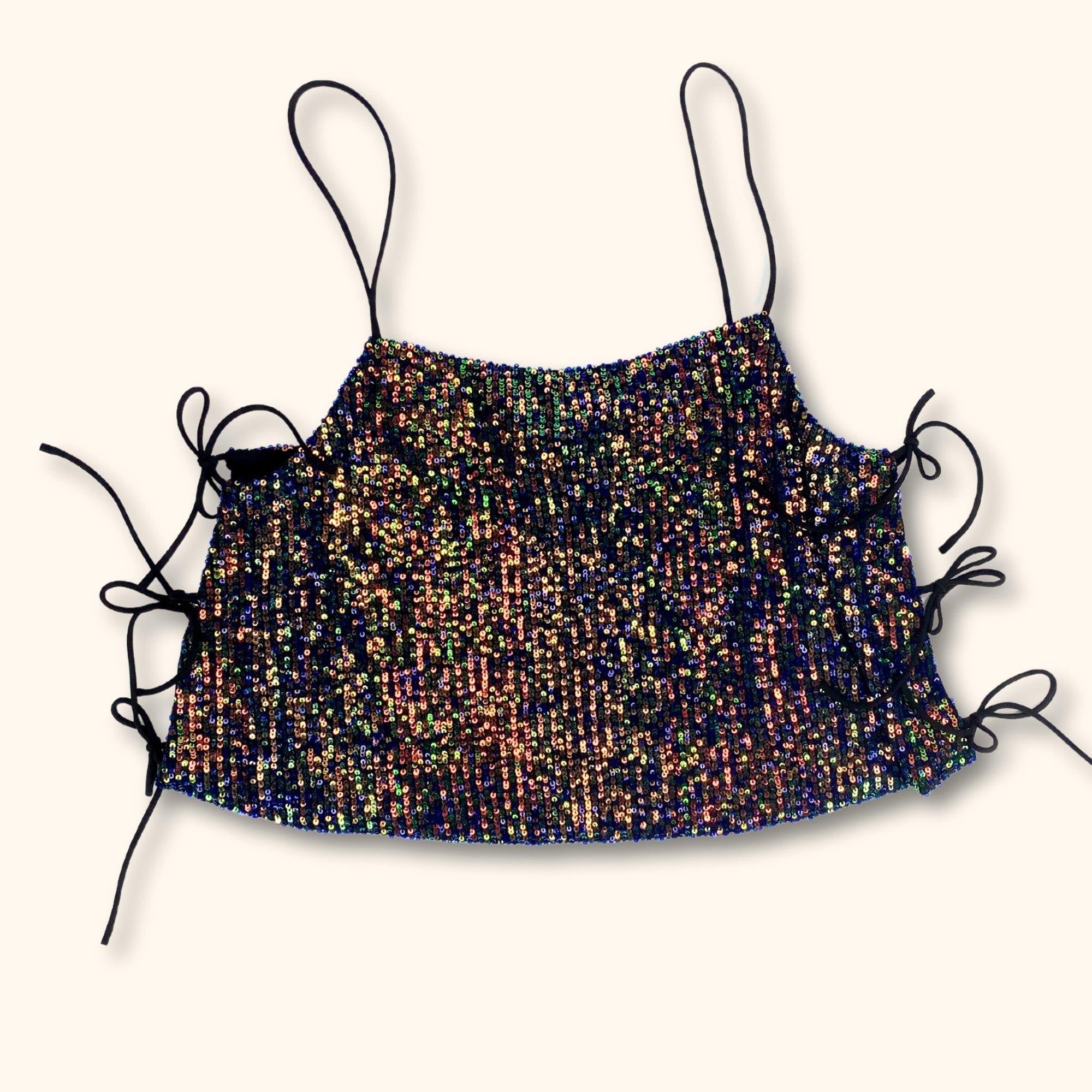 Topshop Cropped Sequin Cami Top - Size 10 - - Tops & Shirts