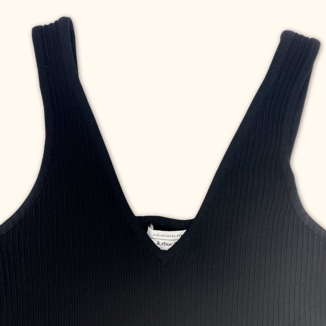 & Other Stories Black Ribbed Cropped Top - Size Small - - Tops & Shirts