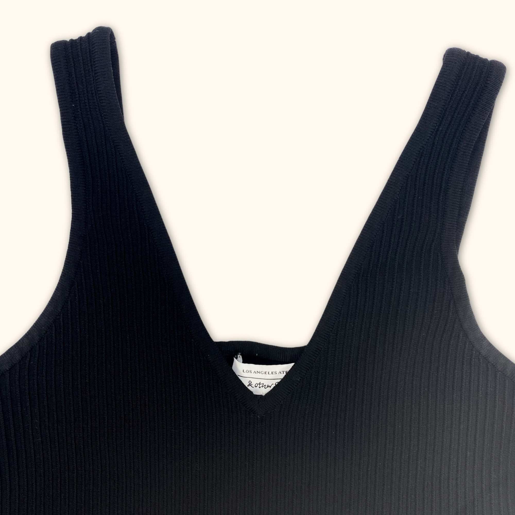 & Other Stories Black Ribbed Cropped Top - Size Small - - Tops & Shirts