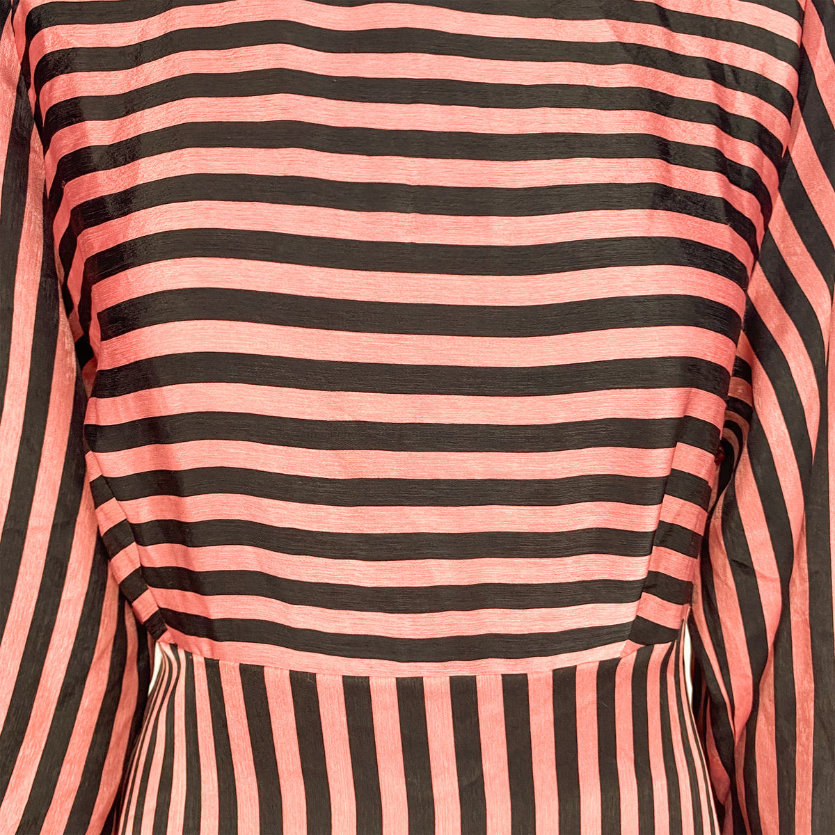 Mango Pink Stripe Satin Long Sleeve Midi Dress - Size 10