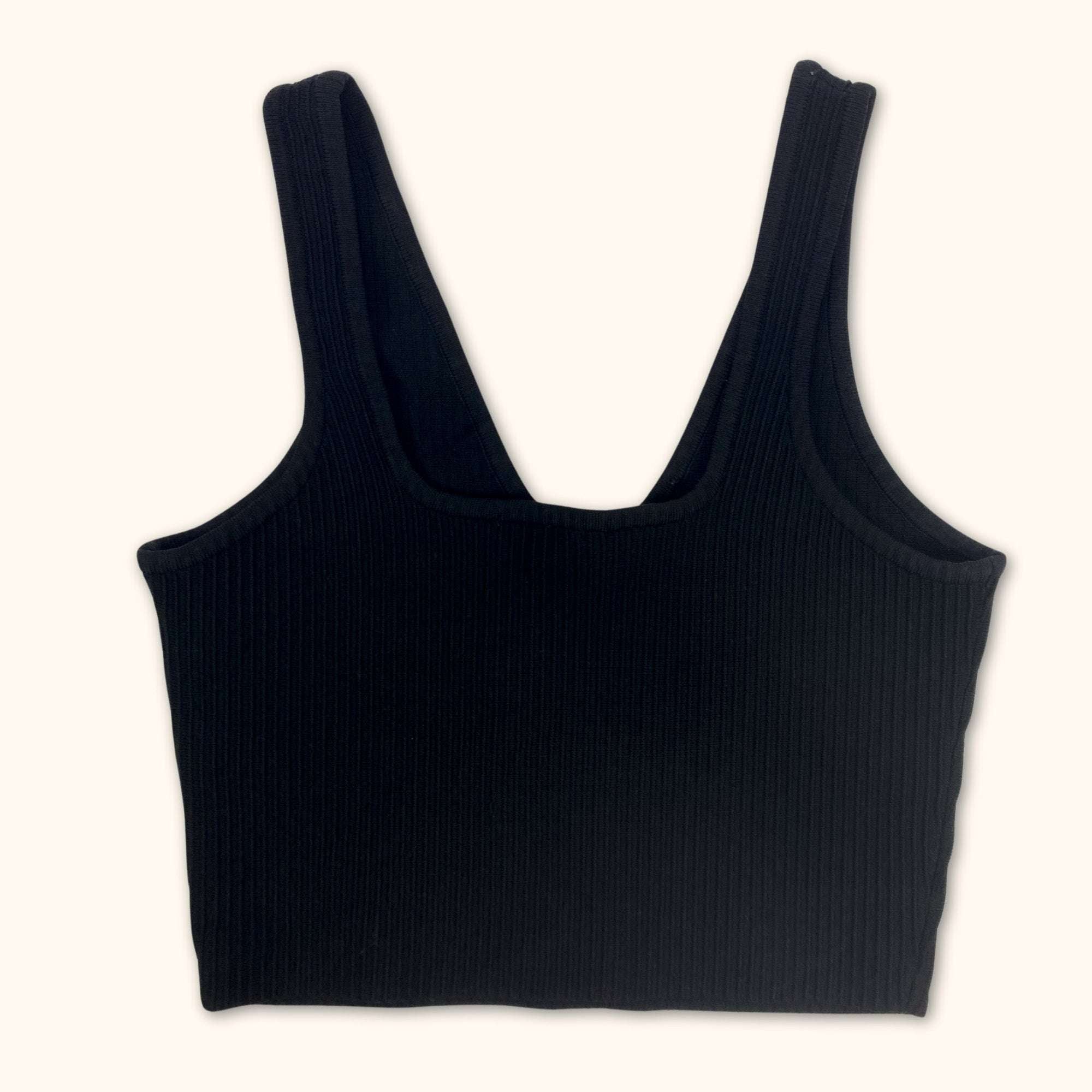 & Other Stories Black Ribbed Cropped Top - Size Small - - Tops & Shirts