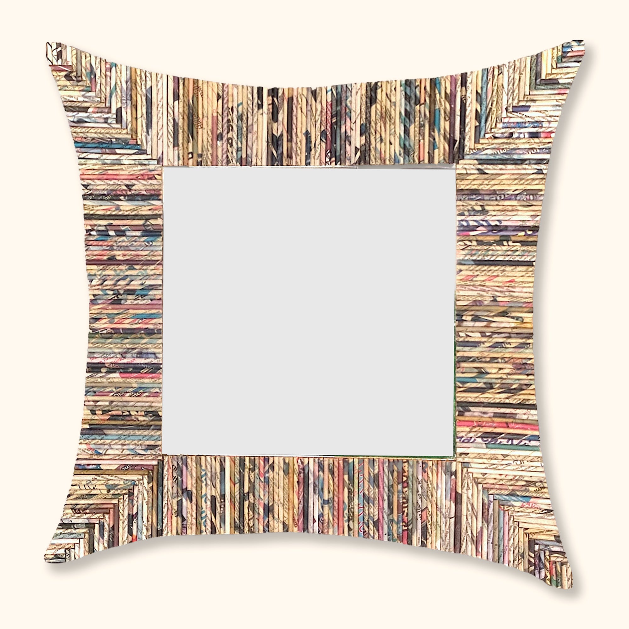 Recycled Newspaper Square Mirror - - Mirrors