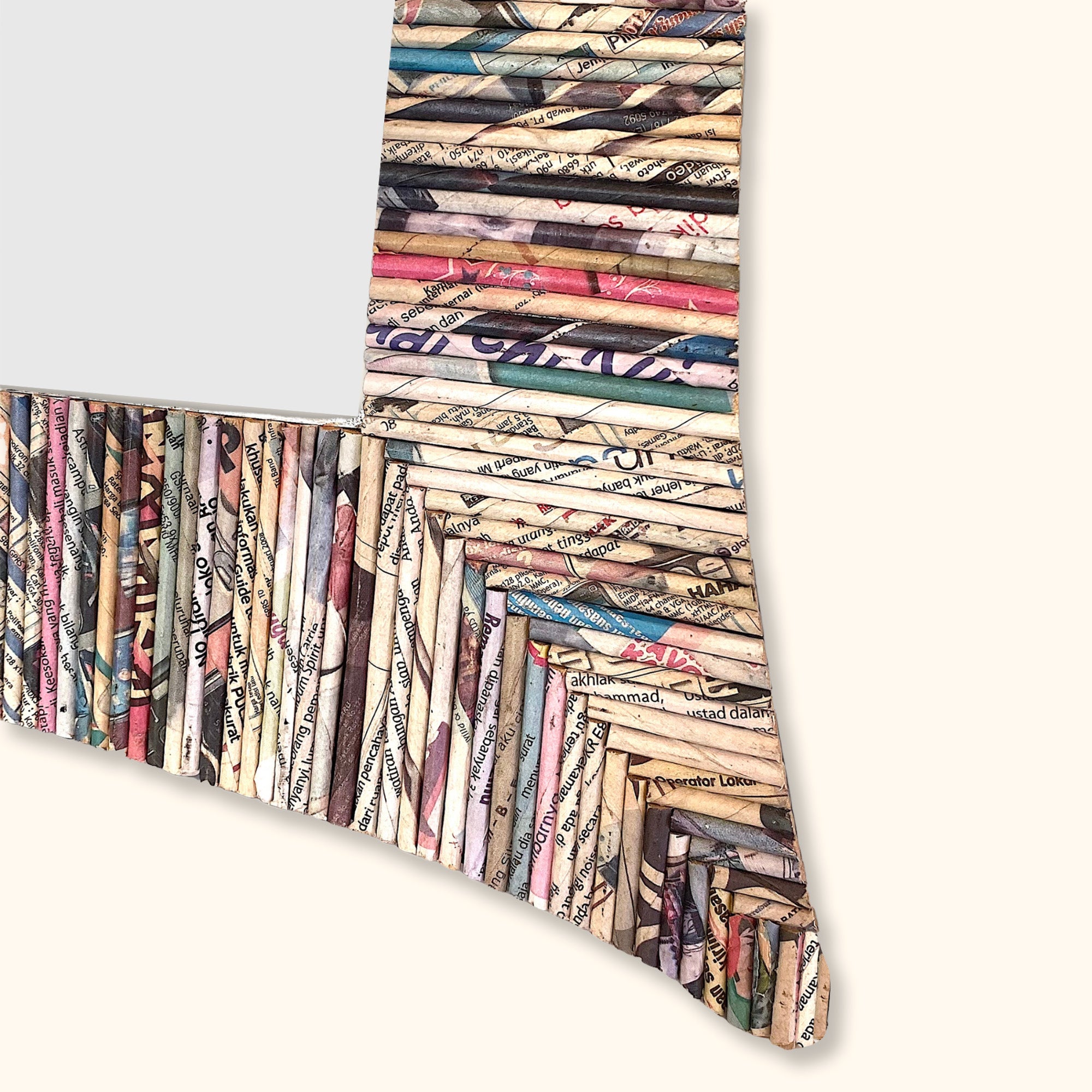 Recycled Newspaper Square Mirror - - Mirrors