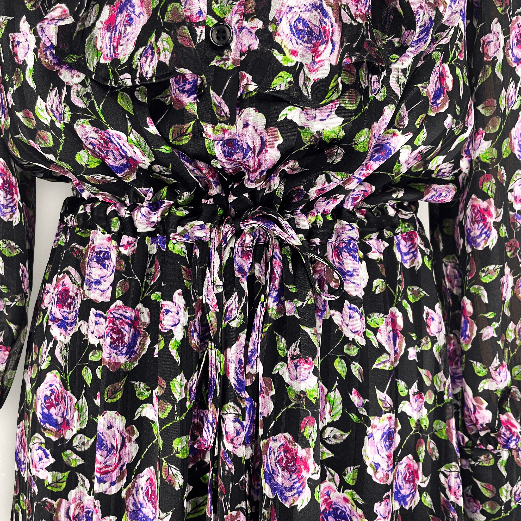 & Other Stories Black Floral Midi Dress - Size Small & Other Stories