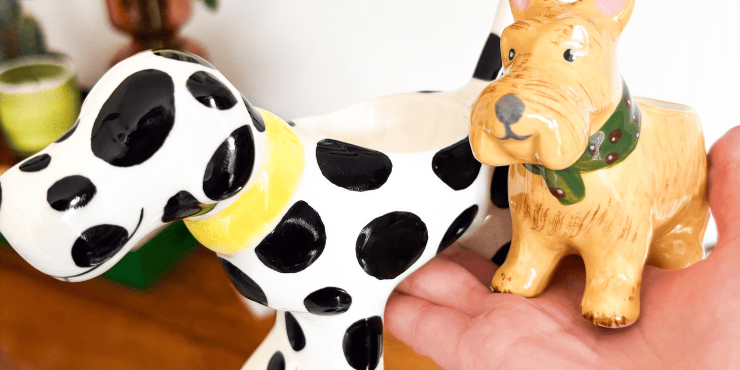 ceramic dog shaped egg cup holders