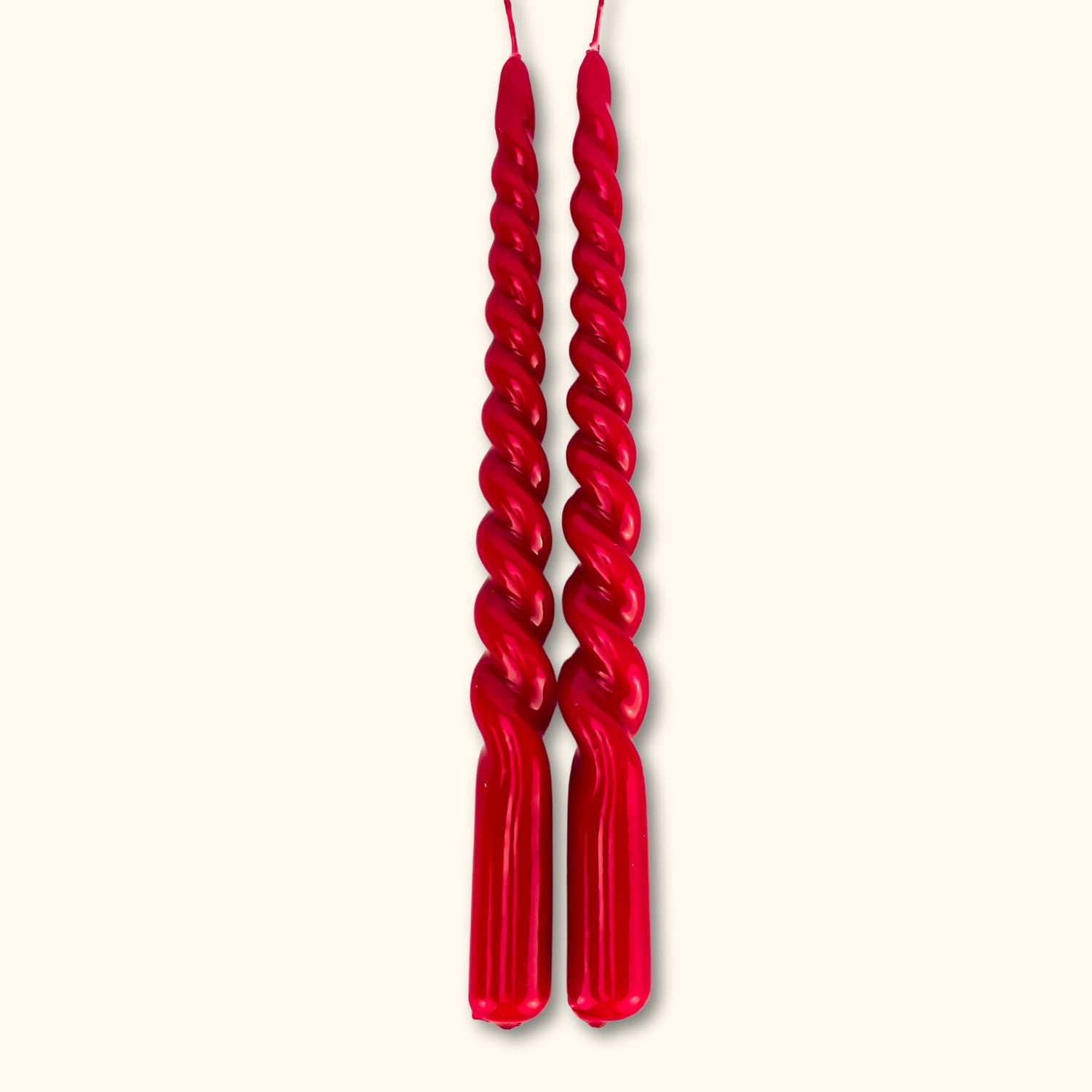 Red Spiral Candle Sticks - Pair of 2 - Sunshine Thrift - Candles