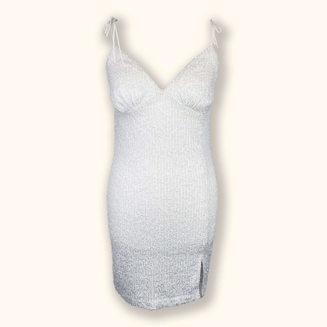 Topshop White Sequin Cami Mini Dress - Size 10 - Topshop - Dresses
