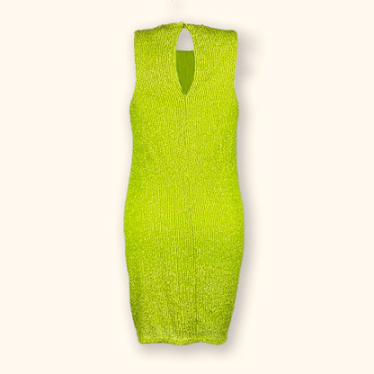 Topshop Neon Green Sequin Bodycon Mini Dress - Size 14 - Topshop - Dresses