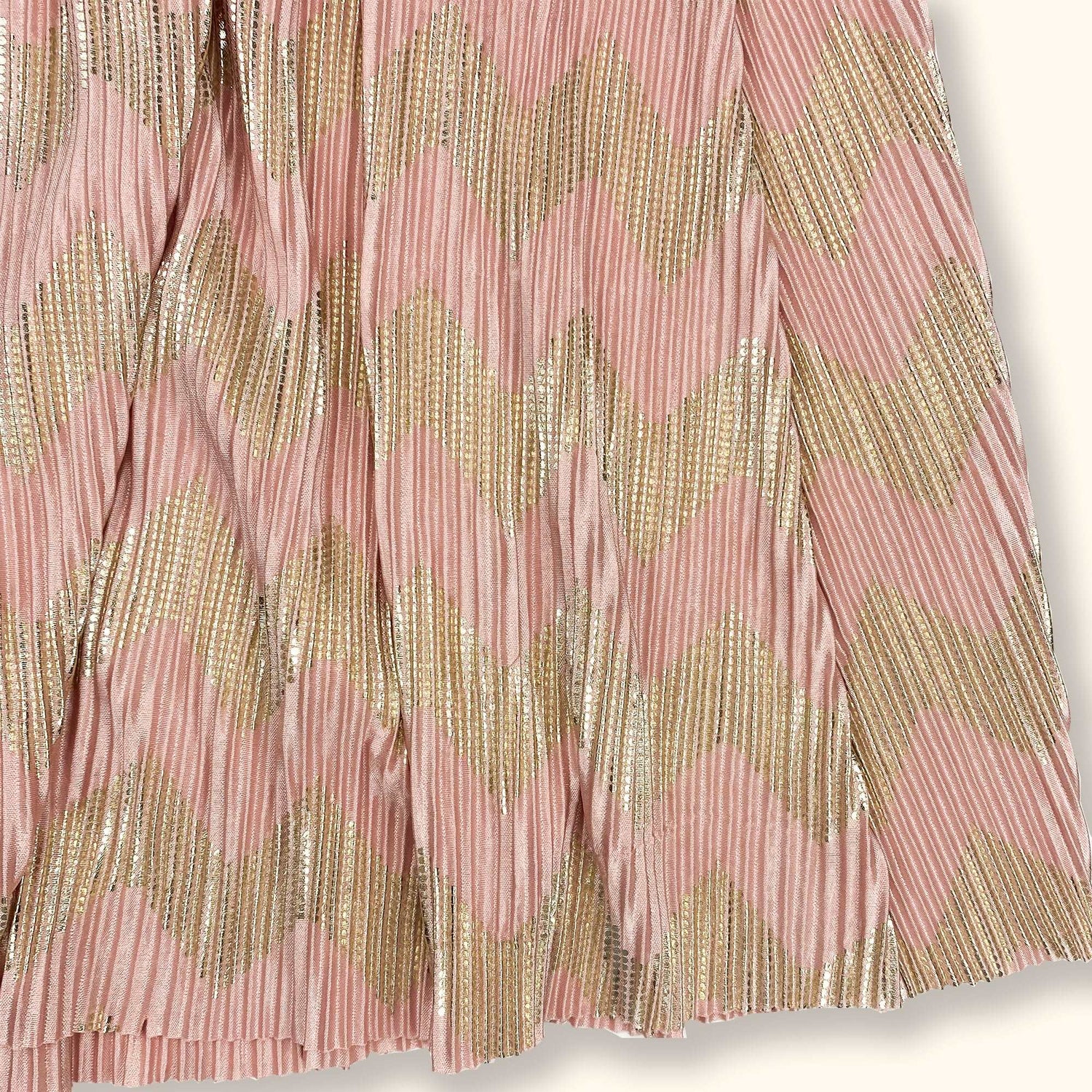 Ichi Pink and Gold Plisse Flowy Mini Skirt - Size Large - Ichi - Skirts
