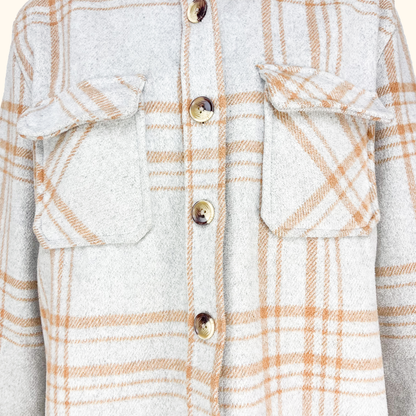 Object Owen Light Grey Plaid Shacket - Size 12