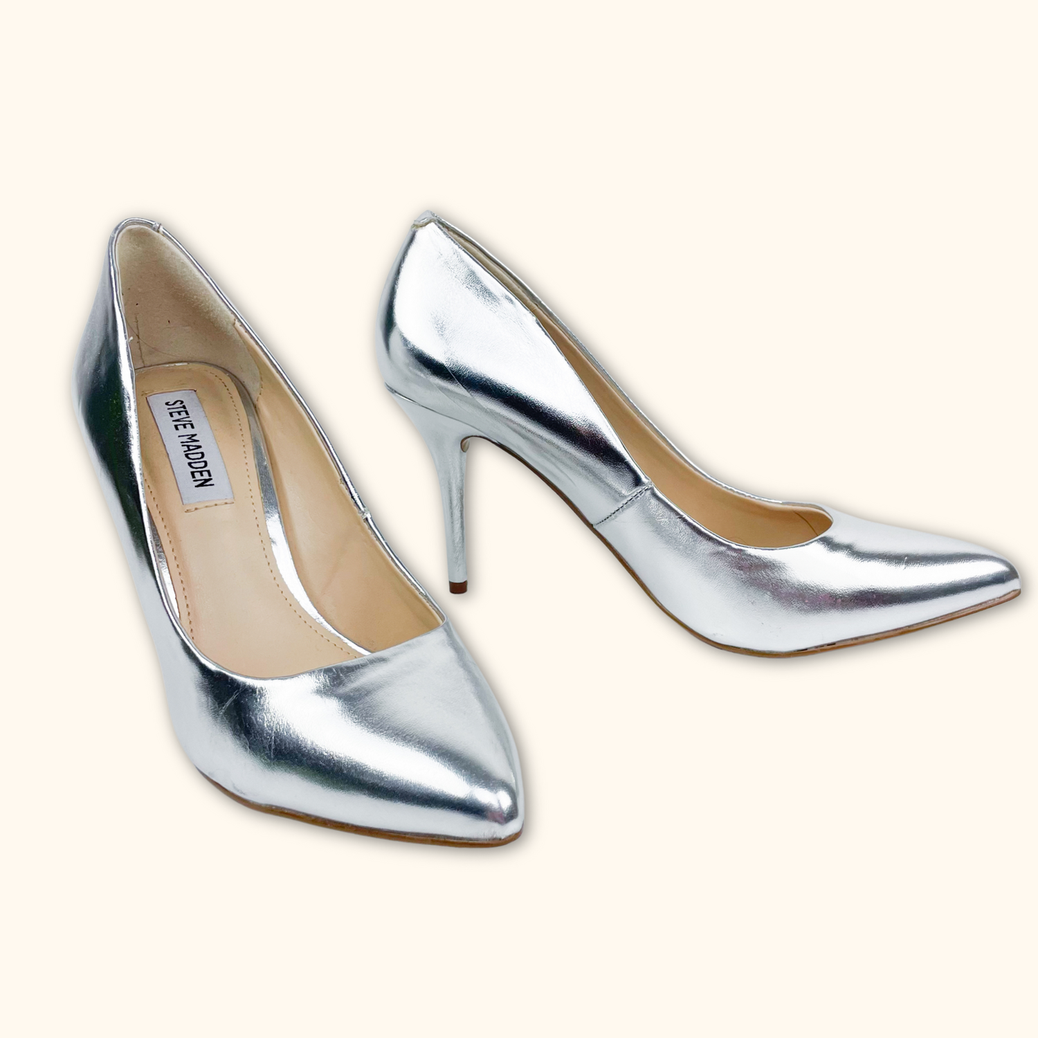 Steve Madden Silver Metallic Heels - Size 6