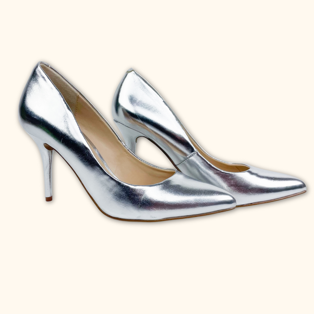 Steve Madden Silver Metallic Heels - Size 6