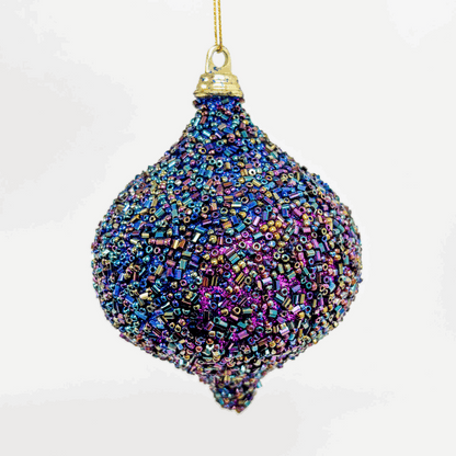 Blue and Purple Sparkle Beaded Bauble Mixed Set of 12 Sunshine Thrift