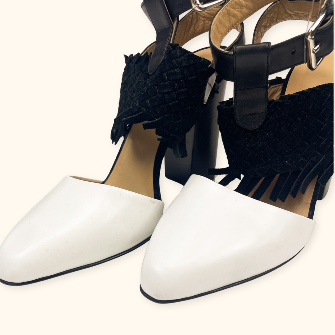 Belstaff Black and White Block Heels - Size 4
