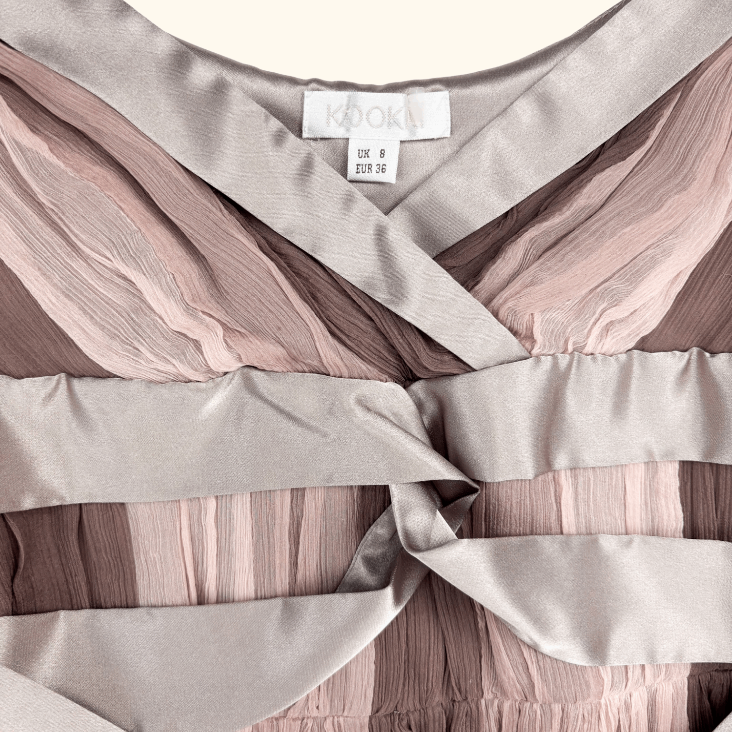 Kookai Whimsyfairy Pink and Brown Ruffle Cami Dress - Size 8 Kookai