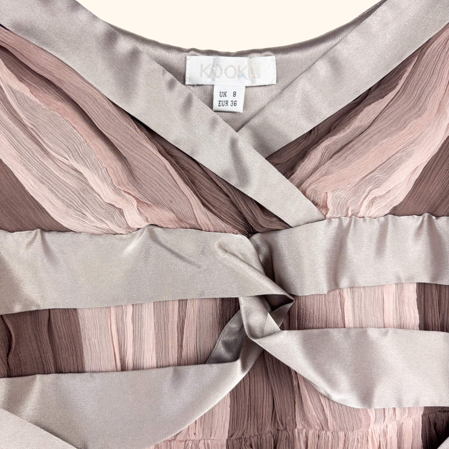 Kookai Whimsyfairy Pink and Brown Ruffle Cami Dress - Size 8 Kookai