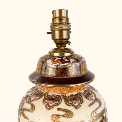 Vintage 1990s Chinese Hand Painted Ginger Jar Lamp Base Sunshine Thrift