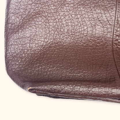 Vintage Brown Faux Leather Shoulder Tote Bag