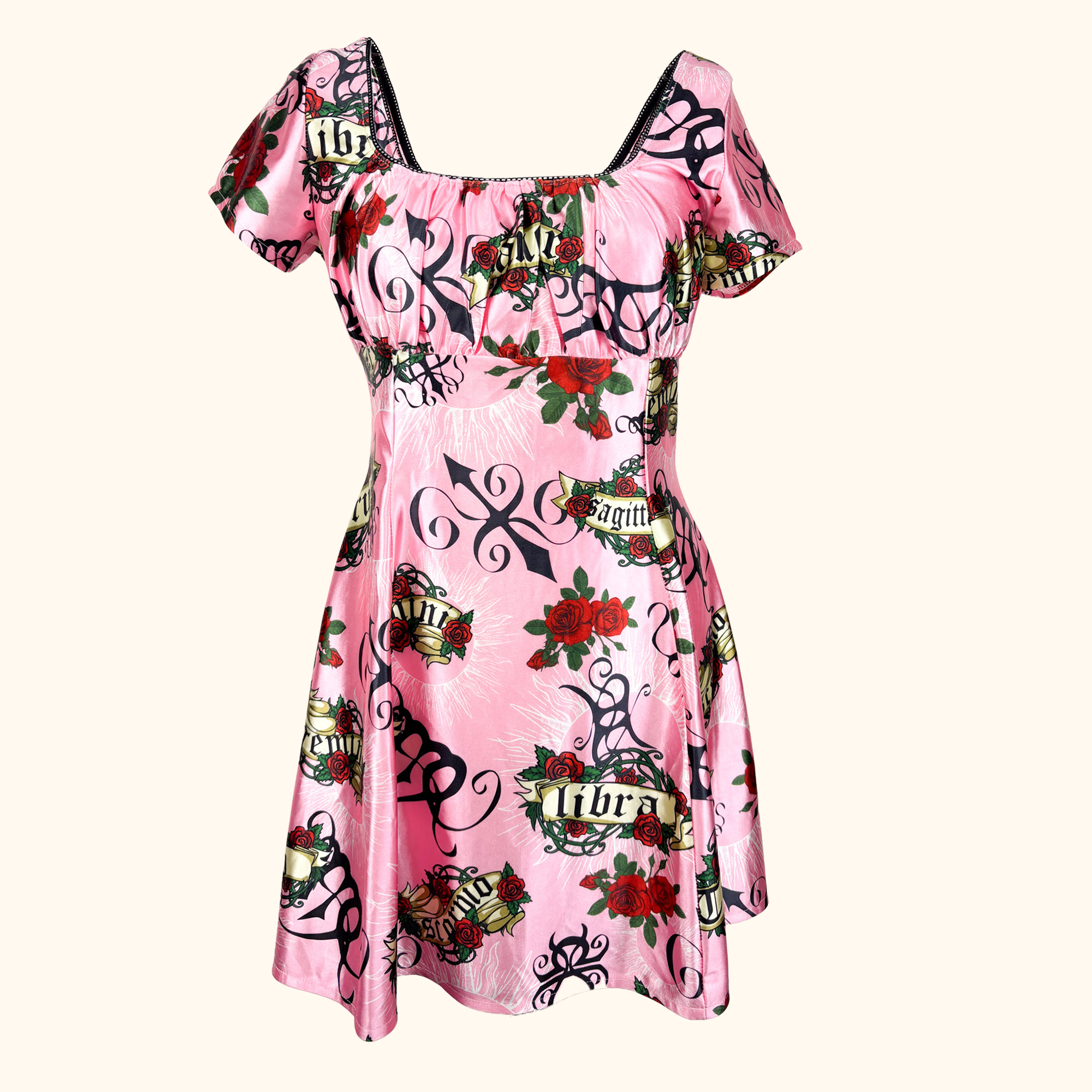 Jaded London Horoscope Satin Pink Dress - Size 10 Jaded London