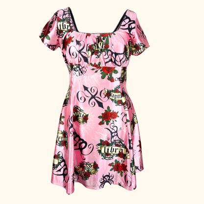 Jaded London Horoscope Satin Pink Dress - Size 10 Jaded London