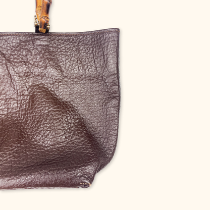 Vintage Brown Faux Leather Shoulder Tote Bag