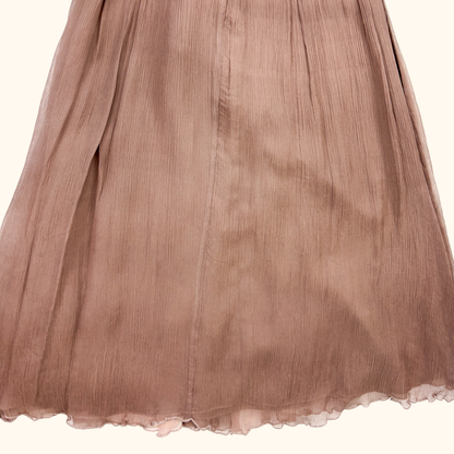 Kookai Whimsyfairy Pink and Brown Ruffle Cami Dress - Size 8 Kookai