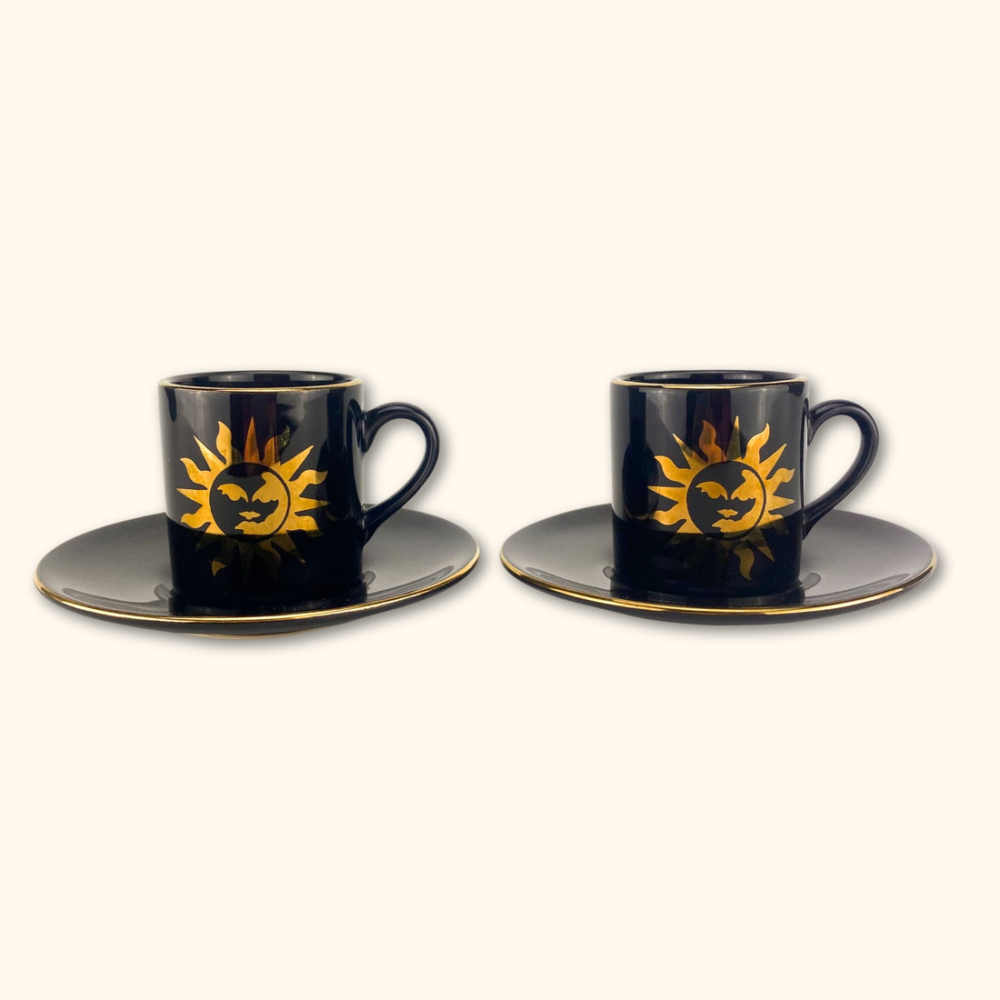 Hornsea Golden Sun Gold and Black Espresso Cup and Saucer - Set of 2 -  - Kitchenware