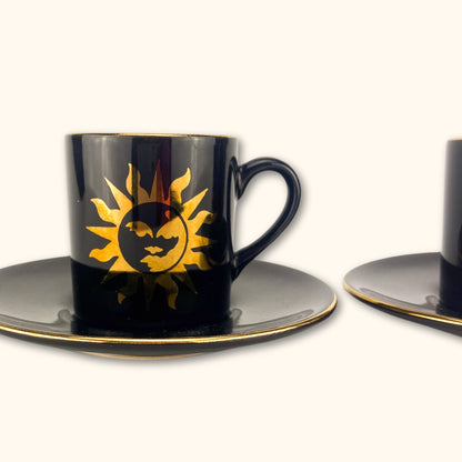 Hornsea Golden Sun Gold and Black Espresso Cup and Saucer - Set of 2 -  - Kitchenware