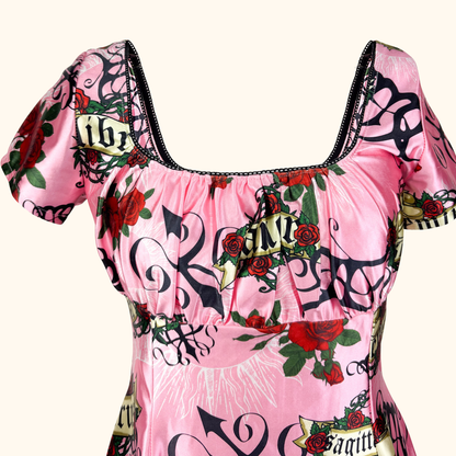 Jaded London Horoscope Satin Pink Dress - Size 10 Jaded London