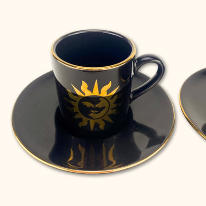 Hornsea Golden Sun Gold and Black Espresso Cup and Saucer - Set of 2 -  - Kitchenware