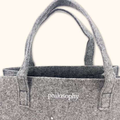 Philosophy Grey Small Tote Bag