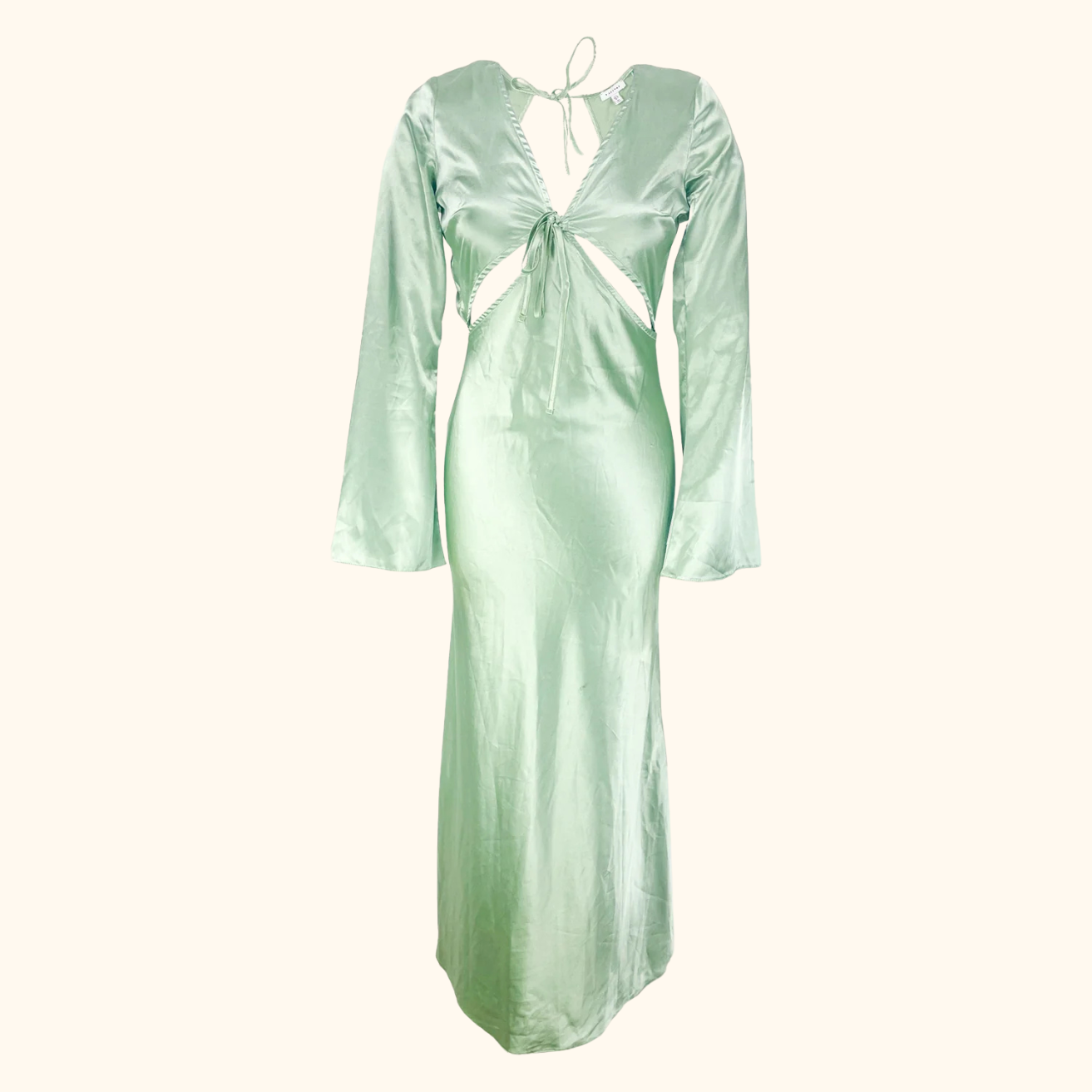 Topshop Green Satin Cutwork Occasion Maxi Dress - Size 8 Topshop