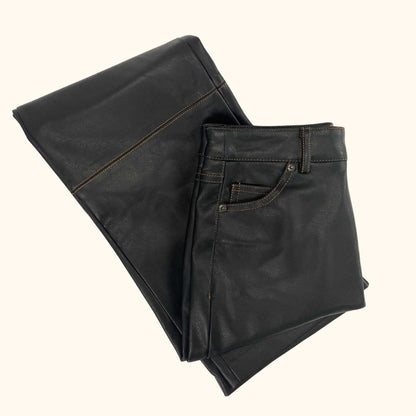Pull &amp; Bear Black Faux Leather Straight Leg Trousers - Size Small - Pull &amp; Bear - Trousers