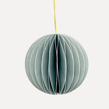 Grey Green Honeycomb Paper Christmas Baubles Set of 4 Sunshine Thrift