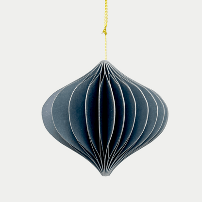 Grey Green Honeycomb Paper Christmas Baubles Set of 4 Sunshine Thrift