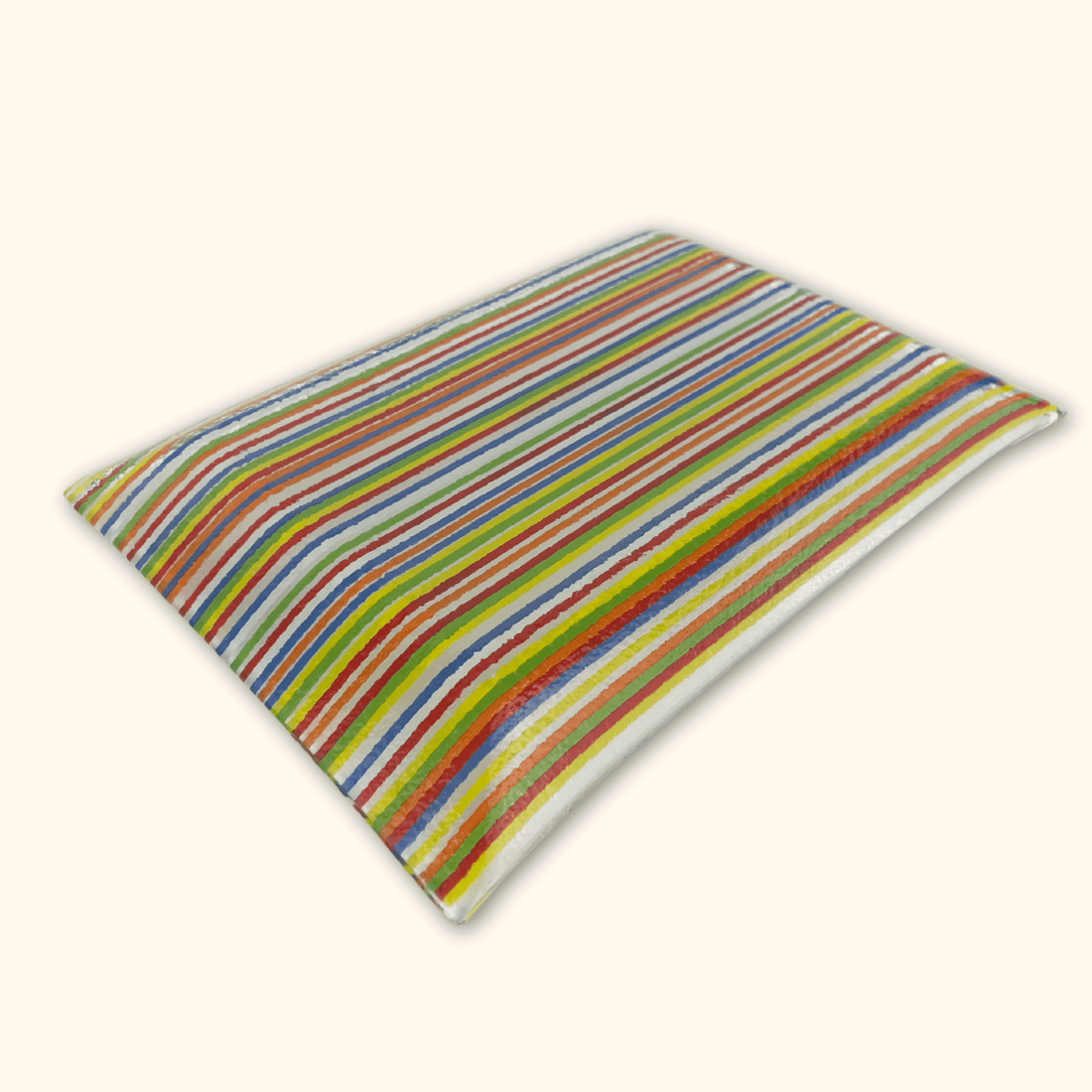 Striped Colourful Glass Rectangle Serving Plate