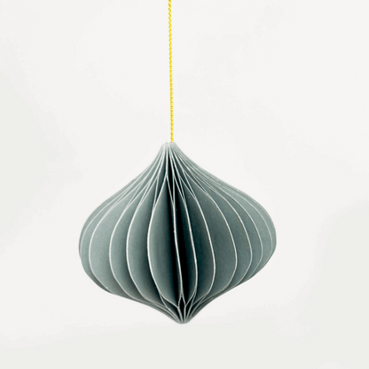 Grey Green Honeycomb Paper Christmas Baubles Set of 4 Sunshine Thrift