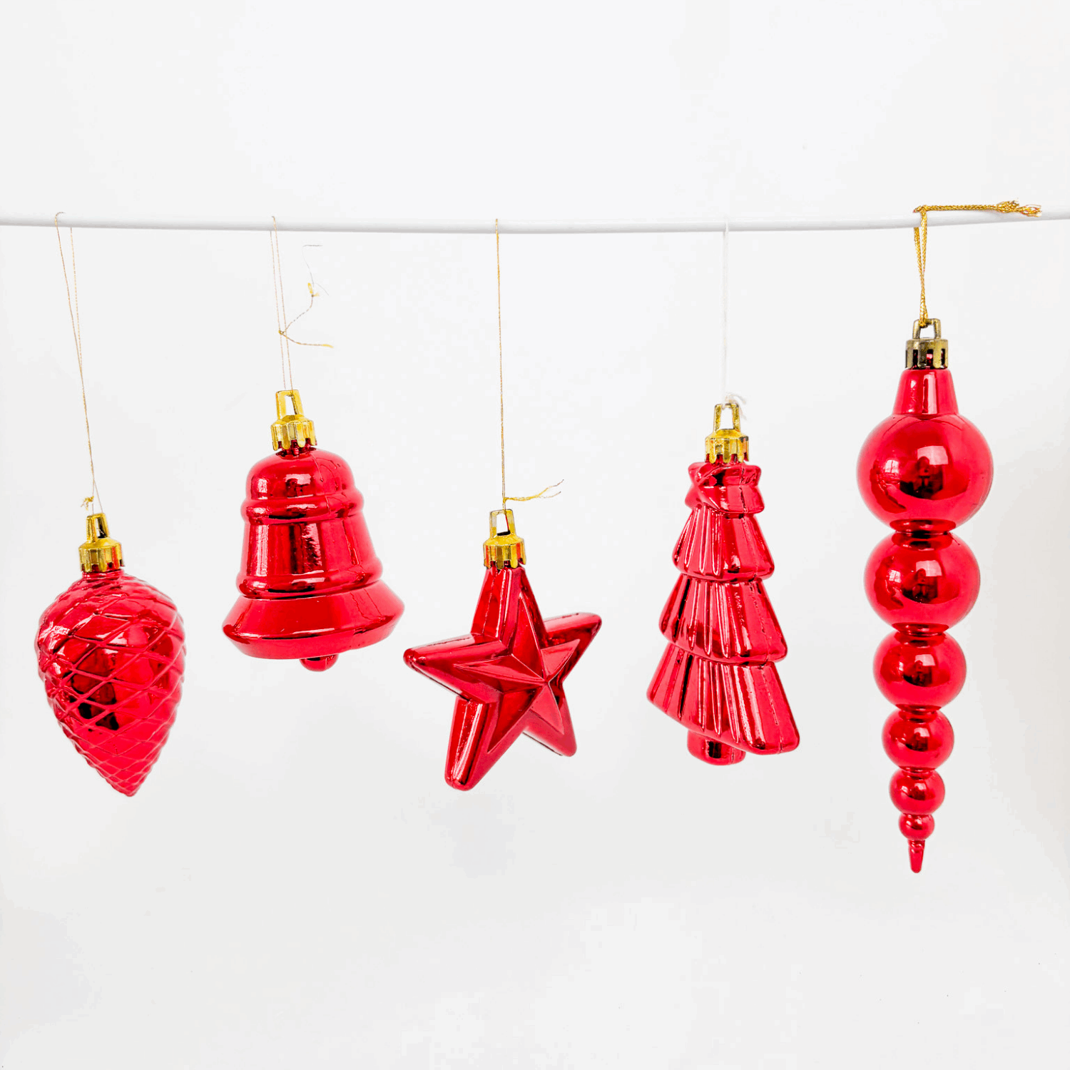 90s Inspired Red Shatterproof Baubles Set of 11 Sunshine Thrift