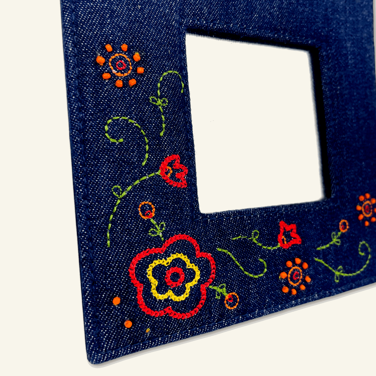 Denim Beaded Square Mirror -  - Picture Frames